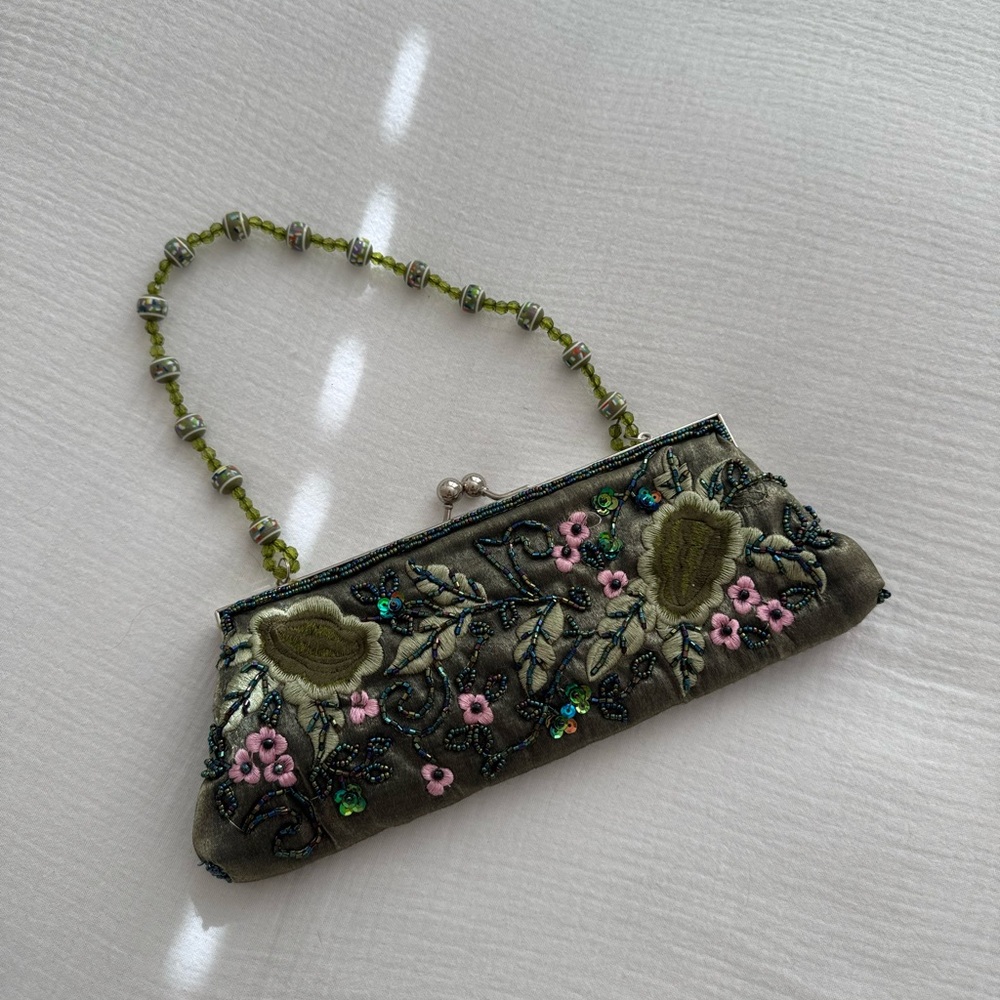 Apt. 9 Green and Pink Floral Clutch